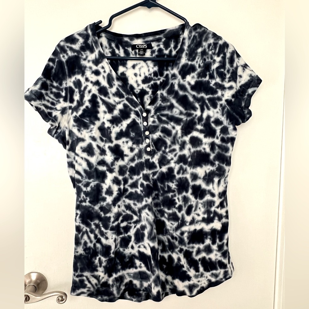 Chaps Women's Navy Tie-Dye Top